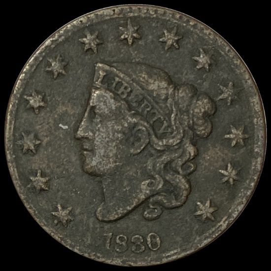 1830 Coronet Head Large Cent LIGHTLY CIRCULATED