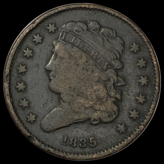1835 Classic Head Half Cent LIGHTLY CIRCULATED