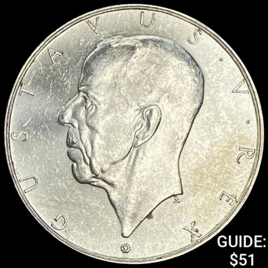 1938 Sweden Silver 2 Kroner UNCIRCULATED