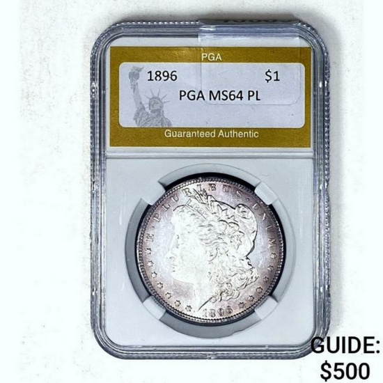 1896 Morgan Dollar PGA MS64 PL SILVER