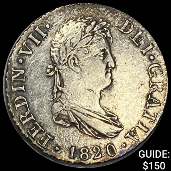 1820-M Spain Silver 2 Reales-Ferd. VII CLOSELY UNCIRCULATED
