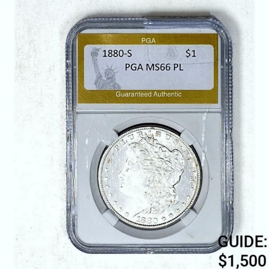 1880-S Morgan Dollar PGA MS66 PL SILVER