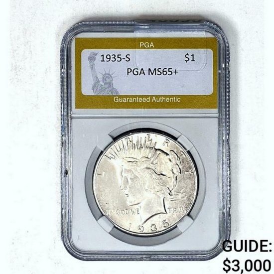 1935-S Peace Dollar PGA MS65+ SILVER