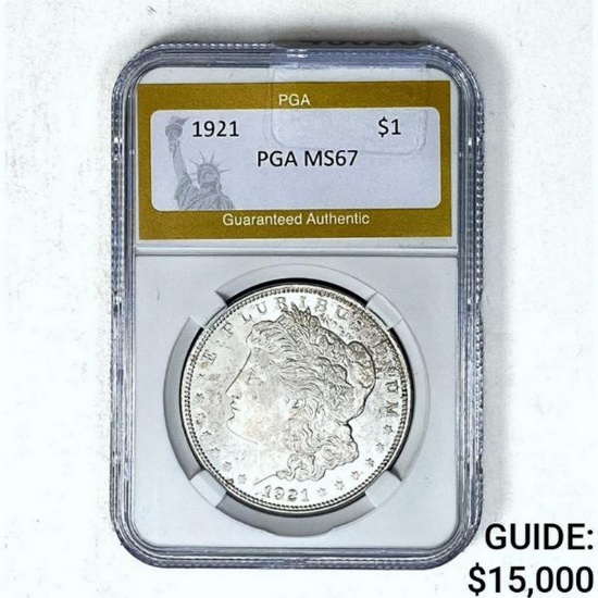 1921 Morgan Dollar PGA MS67 SILVER