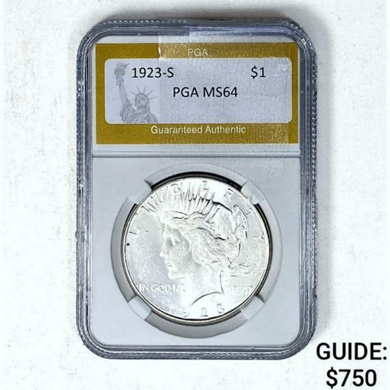 1923-S Peace Dollar PGA MS64 SILVER