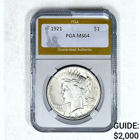 1921 $1 Peace Dollar PGA MS64
