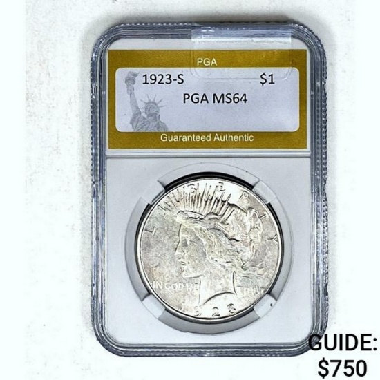1923-S Peace Dollar PGA MS64