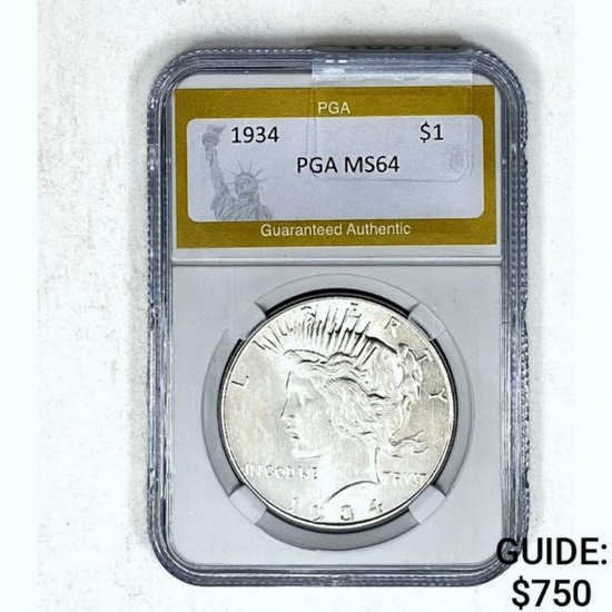 1934 Peace Dollar PGA MS64