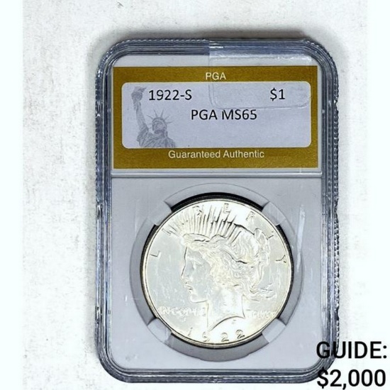 1922-S Silver Dollar PGA MS65