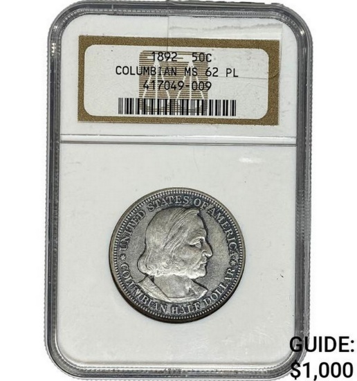 1892 Columbian Half Dollar NGC MS62 PL