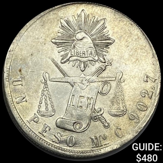 1870Mo C Mexico Silver Peso UNCIRCULATED