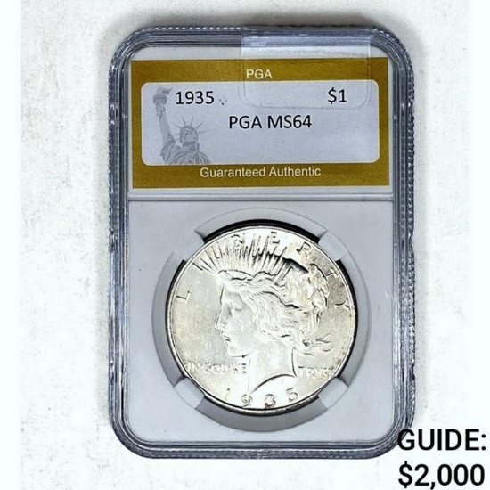 1935 Peace Dollar PGA MS64 SILVER