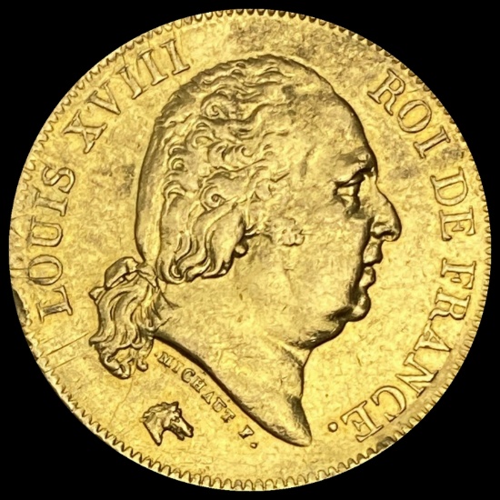 1818-W France 40 Francs Louis XVIII HIGH GRADE