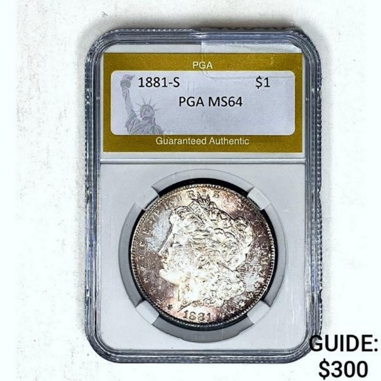 1881-S Morgan Dollar PGA MS64 SILVER