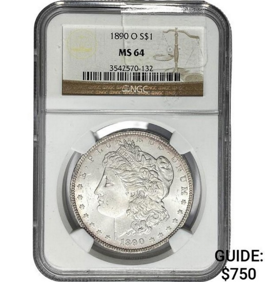 1890-O Morgan Dollar NGC MS64 SILVER