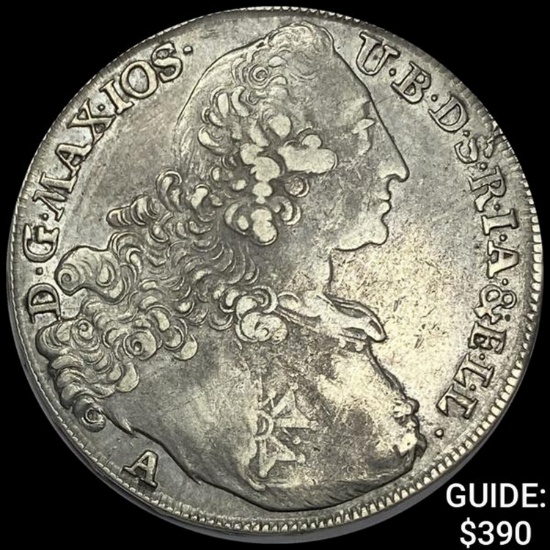 1770-A Bavaria Silver Taler Maximilian III NEARLY UNCIRCULATED