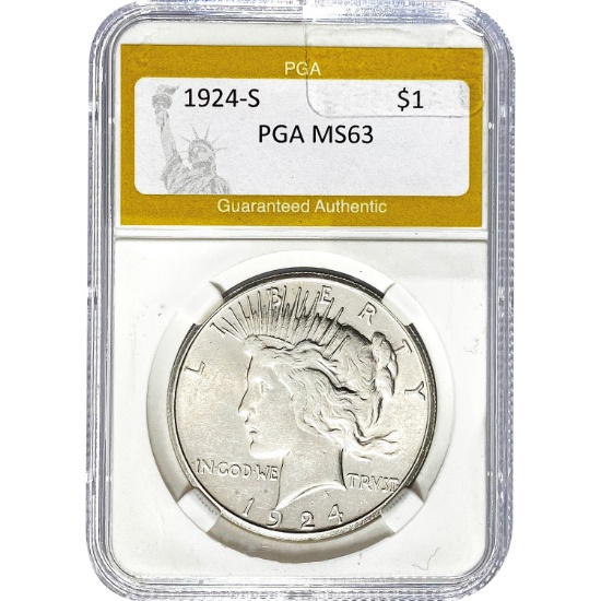 1924-S Peace Dollar PGA MS63