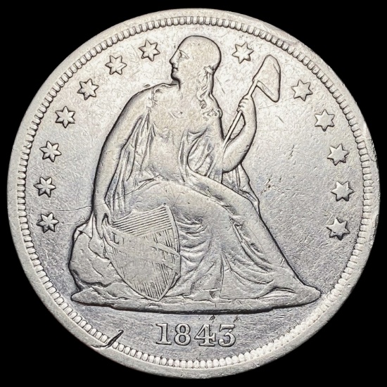 1843 Seated Liberty Dollar NICELY CIRCULATED