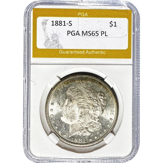 1881-S Morgan Dollar PGA MS65 PL