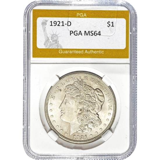 1921-D Morgan Dollar PGA MS64 SILVER