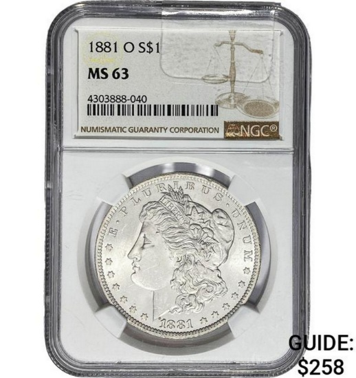 1881-O Morgan Dollar NGC MS63 SILVER