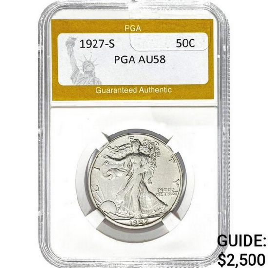 1927-S Walking Liberty Half Dollar PGA AU58