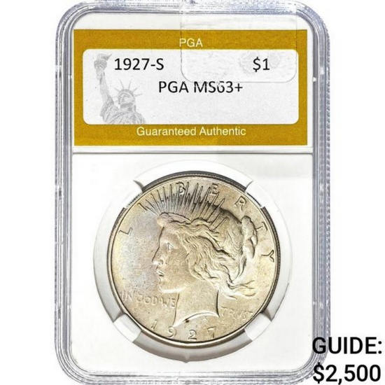 1927-S Peace Dollar PGA MS63+