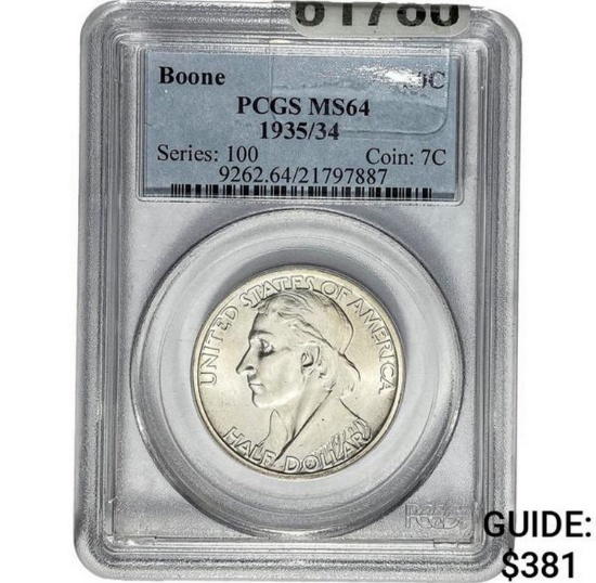 1935/34 50C Boone PCGS MS64