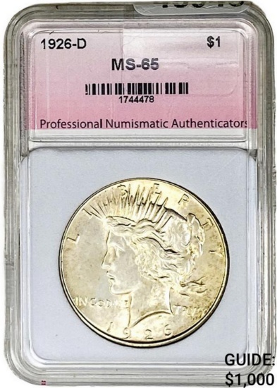 1926-D Peace Dollar PGA MS65 SILVER