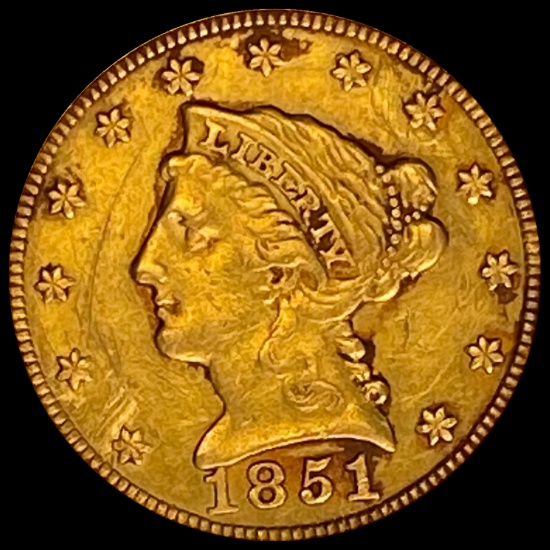 1851 Liberty Head Quarter Eagle LIGHTLY CIRCULATED