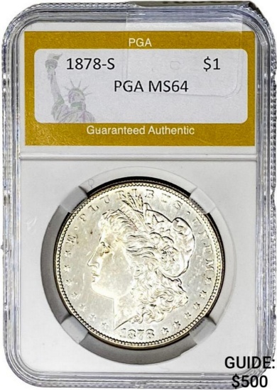 1878-S Morgan Dollar PGA MS64 SILVER