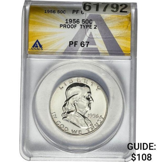 1956 Franklin 50C Proof Type 2 ANACS PF67