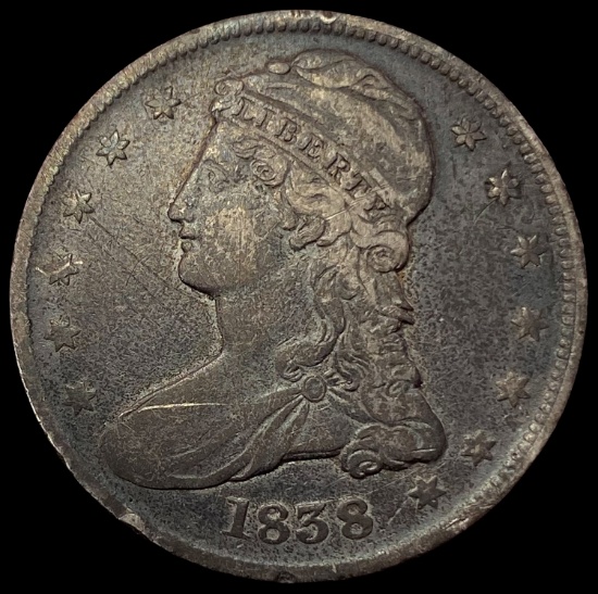 1838 SILVER Capped Bust Half Dollar LIGHTLY CIRCULATED