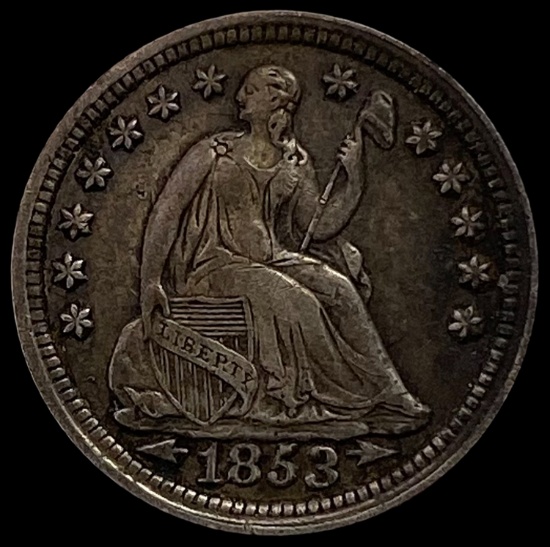 1853 SILVER Seated Liberty Half Dime LIGHTLY CIRCULATED