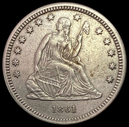 1861 SILVER Seated Liberty Quarter CLOSELY UNCIRCULATED