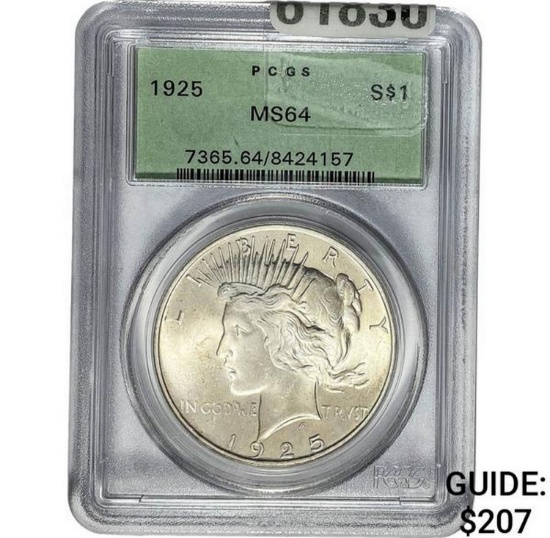 1925 Peace Dollar PCGS MS64 SILVER