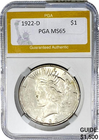 1922-D Peace Dollar PGA MS65