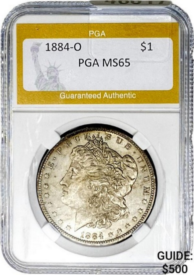 1884-O Morgan Dollar PGA MS65 SILVER