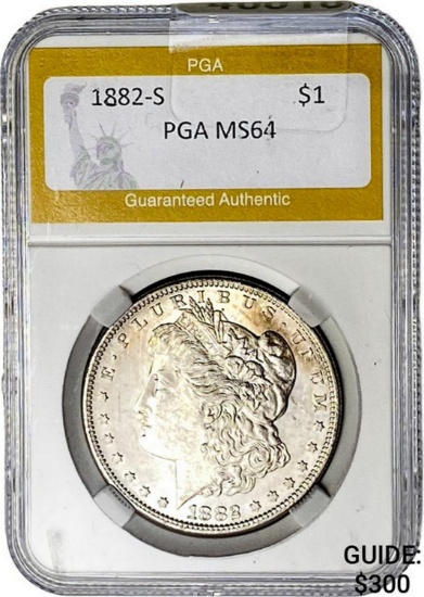 1882-S Morgan Dollar PGA MS64 SILVER