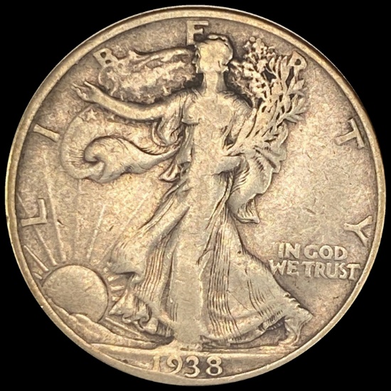 1938-D Silver Half Dollar Walking Liberty LIGHTLY CIRCULATED