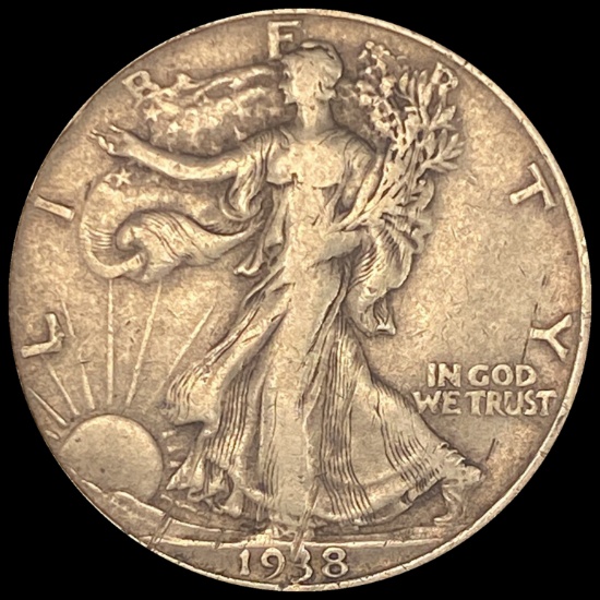 1938-D Silver Walking Liberty Half Dollar LIGHTLY CIRCULATED