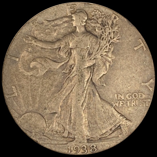 1938-D Silver Half Dollar Walking Liberty LIGHTLY CIRCULATED