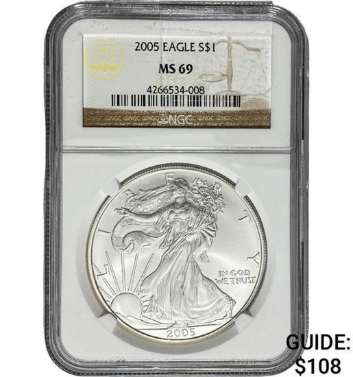 2005 Silver Eagle NGC MS69