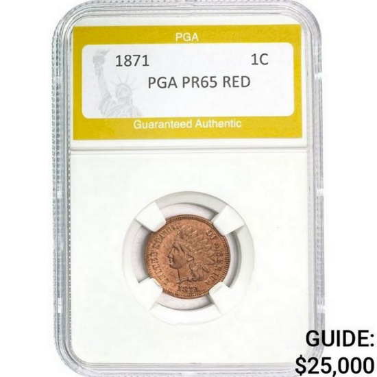 1871 Indian Head Cent PGA PR65 RED  PR65