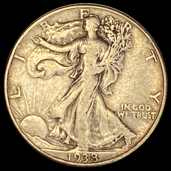 1938-D Silver Half Dollar Walking Liberty LIGHTLY CIRCULATED