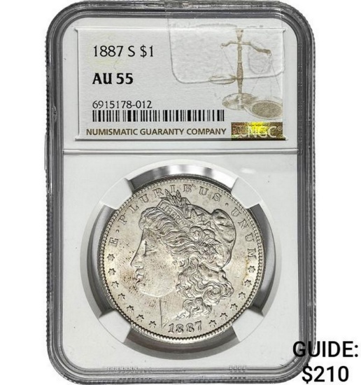 1887 S Morgan Dollar NGC AU55 SILVER