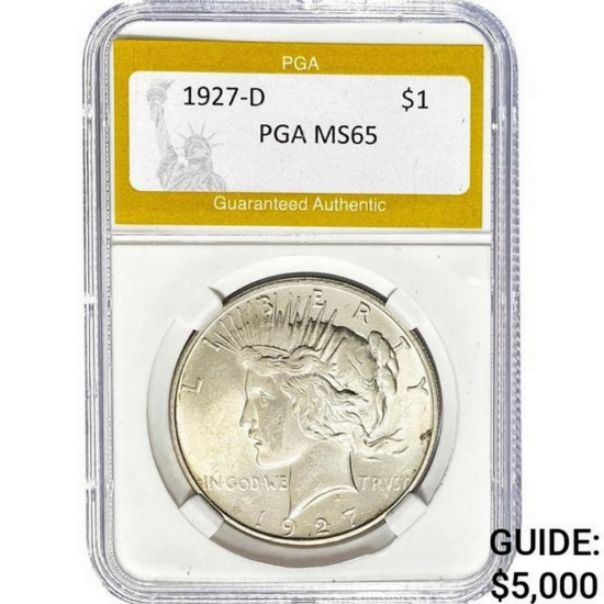 1927-D Peace Dollar PGA MS65  MS65