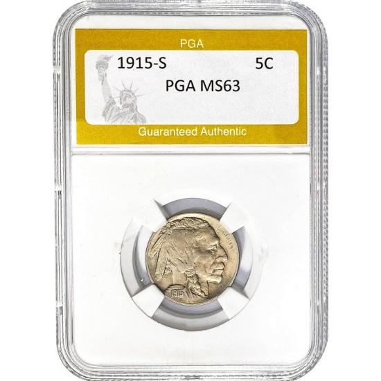 1915-S Buffalo Nickel PGA MS63  MS63