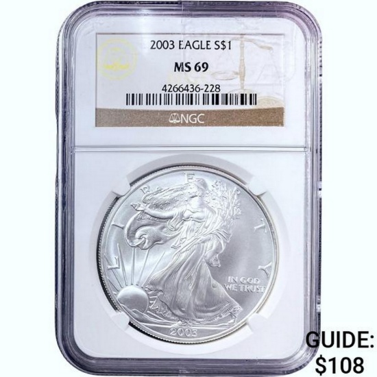 2003 Silver Eagle NGC MS69