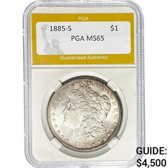 1885-S Morgan Silver Dollar PGA MS65  MS65